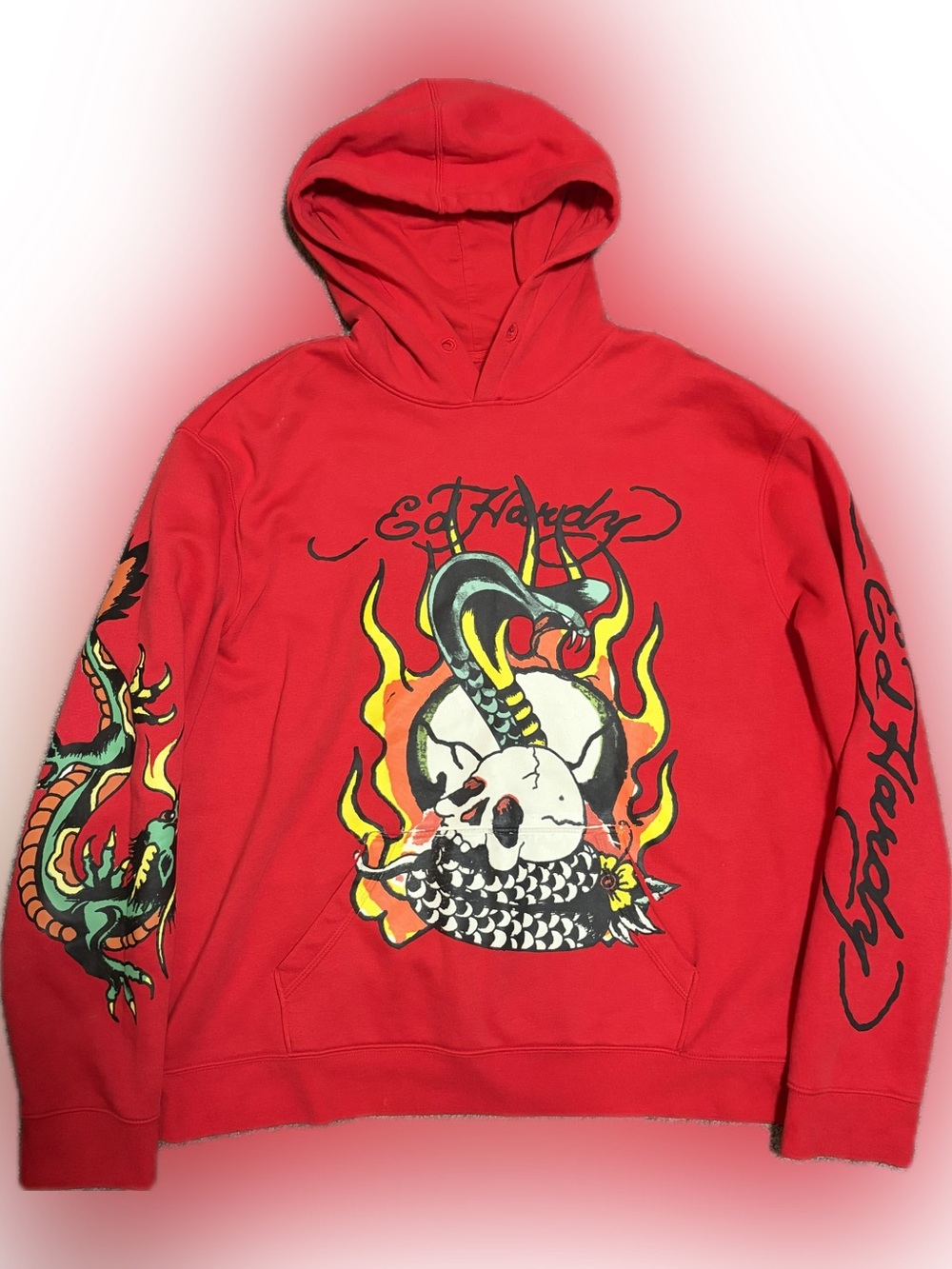 Ed Hardy Men's Red Snake Skull Hoodie